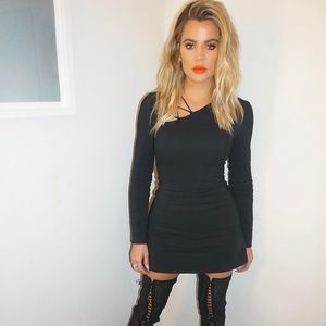 CUSHNIE ET OCHS Black Lace-Up Long-Sleeve Dress 6